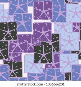 A seamless pattern consisting of rounded squares broken by a five-pointed star. Dandy camouflage.