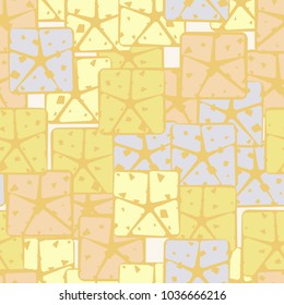 A seamless pattern consisting of rounded squares broken by a five-pointed star. Dandy camouflage.
