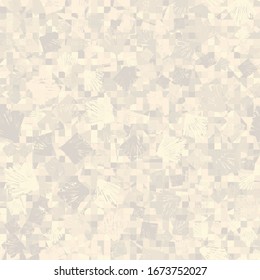 Seamless pattern consisting of small squares painted in pale golden colors. The picture shows large squares. The picture is blurred with square blots.