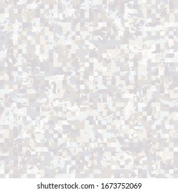 Seamless pattern consisting of small squares painted in pale colors. The figure shows abstract blots. Heavily scratched texture. Editable.