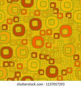 A seamless pattern consisting of smoothed squares with a hole, located on a texture background made up of cross-shaped and rectangular elements.