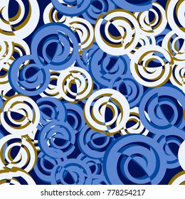 A seamless pattern consisting of spiral elements divided in two.