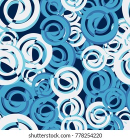 A seamless pattern consisting of spiral elements divided in two.