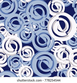 A seamless pattern consisting of spiral elements divided in two.