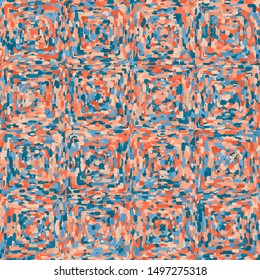 Seamless pattern consisting of squares made with short thick multi-colored brush strokes. Chaotic texture.