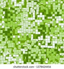 Seamless pattern consisting of squares with strokes. Shades of green. Editable.