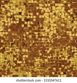 Seamless pattern consisting of squares with strokes and four-beam stars. Shades of green. Editable.