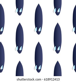 Seamless pattern consisting of surfboards in flat style on white background isolated silhouettes