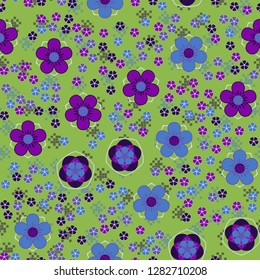 Seamless pattern consisting of symbolic five-petal flowers.
The background texture consists of groups of squares. Just for editing.