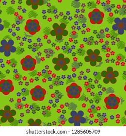 Seamless pattern consisting of symbolic five-petal flowers.
Background consisting of zigzag spots. Just for editing.