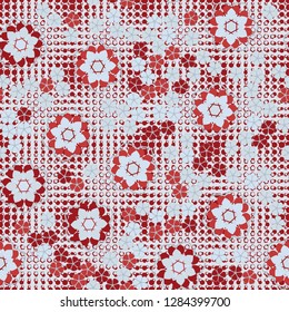 Seamless pattern consisting of symbolic  flowers.
Background consisting of small five-pointed stars. Just for editing.