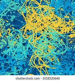 A seamless pattern consisting of tangled filaments of different colors.
City camouflage.