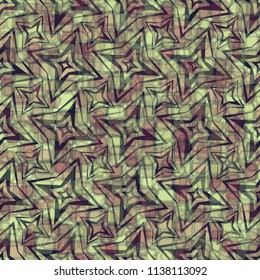 A seamless pattern consisting of translucent overlapping color spots with translucent contours.
Against the background of a texture made of four-beam oblique stars.