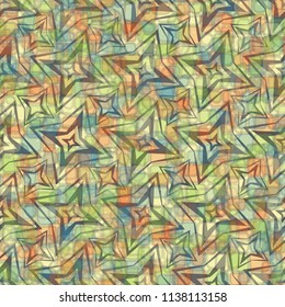 A seamless pattern consisting of translucent overlapping color spots with translucent contours.
Against the background of a texture made of four-beam oblique stars.