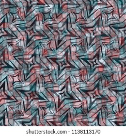 A seamless pattern consisting of translucent overlapping color spots with translucent contours.
Against the background of a texture made of four-beam oblique stars.