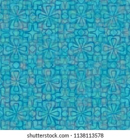 A seamless pattern consisting of translucent overlapping color spots with translucent contours. Against the background of a texture made of cross-shaped fictitious flowers.