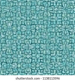 A seamless pattern consisting of translucent overlapping color spots with translucent contours. Against the background of a texture made of cross-shaped fictitious flowers.