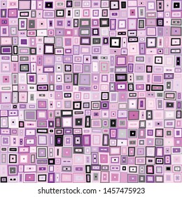 A seamless pattern consisting of triple square trimmings and squares inside. Pleasant color combinations. Chaos.