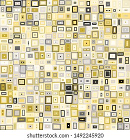 A seamless pattern consisting of triple square trimmings and squares inside. Pleasant color combinations. Chaos.