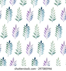seamless pattern consisting of various branches with leaves, watercolor