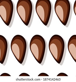 Seamless pattern consisting of watermelon seeds on a white background for fashion prints, fabrics, cards, wrapping paper. Vector illustration.