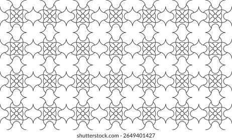Seamless pattern consisting of wavy black and white lines creating a twisting illusion – geometric vector design for modern and abstract use, Abstract Curves in Light Gray, White, and Purple.