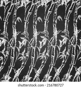 Seamless pattern consists of chalk painted bamboo