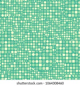 Seamless pattern. It consists of circles and squares, as well as from intermediate figures. Multicolor. Fashionable.
