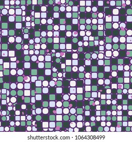 Seamless pattern. It consists of circles and squares, as well as from intermediate figures. Multicolor. Fashionable.