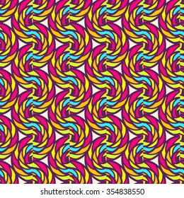 seamless pattern consists of colorful doodles. Vector illustration.