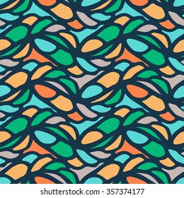 seamless pattern consists of colorful doodles. Vector illustration.