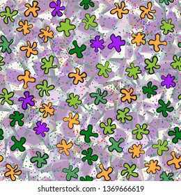 The seamless pattern consists of placers of drawn blots and abstract elements.