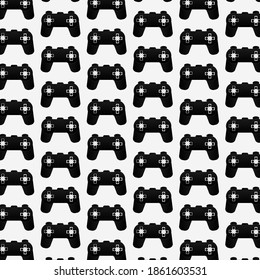 Seamless pattern console joystick design on white background