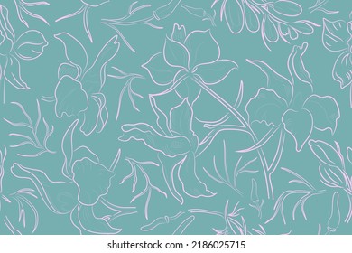 Seamless Pattern with Consolida regalis Flower Parts