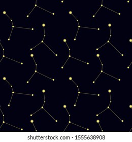 Seamless pattern with constellation Cancer. Abstract print with The Crab