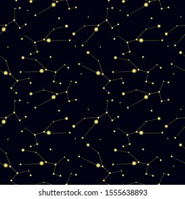 Seamless pattern with constellation Taurus. Abstract print with The Bull