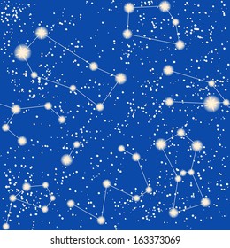 Seamless pattern with constellations of Southern Hemisphere
