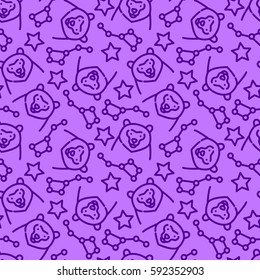 Seamless pattern of the constellations Ursa Major and Ursa Minor, vector illustration