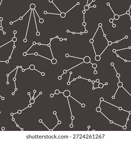 Seamless pattern with constellations of zodiac signs in hand drawn style.Element for decoration design print background backdrop wrapping wallpaper banner textile