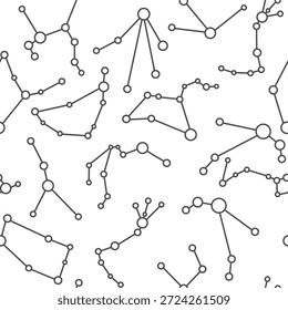 Seamless pattern with constellations of zodiac signs in hand drawn style.Element for decoration design print background backdrop wrapping wallpaper banner textile