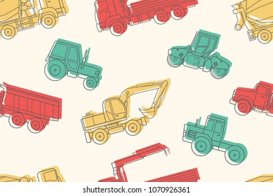 Seamless pattern Construction machines