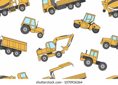 Seamless pattern Construction machines