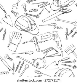  Seamless pattern  with  Construction and repair tools.. Vector illustration. 