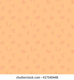 seamless pattern with construction tools linear icons, vector illustration