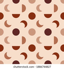 Seamless pattern with contemporary geometric shapes in modern beige and terracotta colors. Simple vector background is perfect for textile, home decor, scrapbooking, wrapping paper and stationery. 