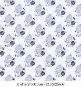 Seamless pattern with contemporary leaves. Creative floral leaf wallpaper. Doodle style. Modern design for fabric, textile print, surface, wrapping, cover, greeting card. Vector illustration