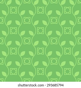 Seamless pattern of continuous branches with leaves. Vector background.