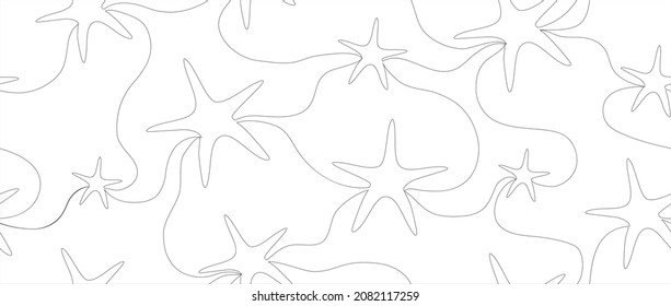seamless pattern, continuous drawing of a single line. an isolated star shape element,. a modern star in a minimalist style. for print, template, banner, holiday idea. vector art  illustration.