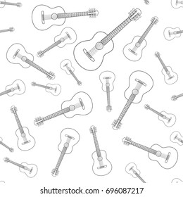 Seamless pattern of the contour acoustic guitars