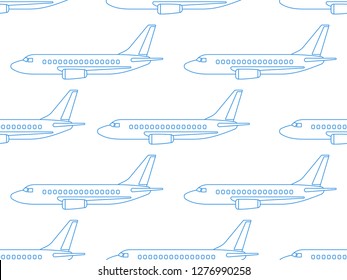 Seamless pattern of the contour aeroplanes